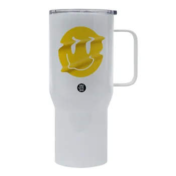 Smile avatar distrorted, Tumbler με καπάκι, διπλού τοιχώματος (θερμό) 750L