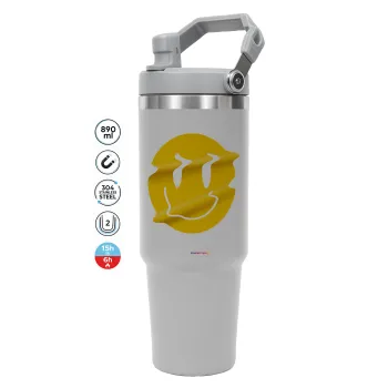Smile avatar distrorted, ΓΚΡΙ χρώματος Θερμός Ανοξείδωτο 890ml (30oz) με χερούλι