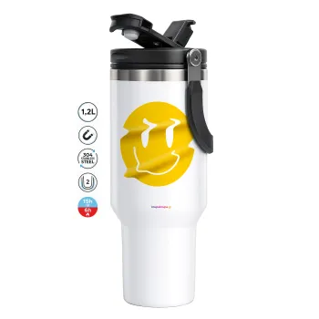 Smile avatar distrorted, Mega Tumbler με καπάκι, διπλού τοιχώματος (θερμό) 1,2L
