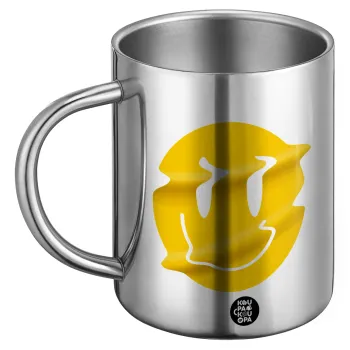 Smile avatar distrorted, Ανοξείδωτη Μεταλλική Κούπα 450ml - Διπλού Τοιχώματος