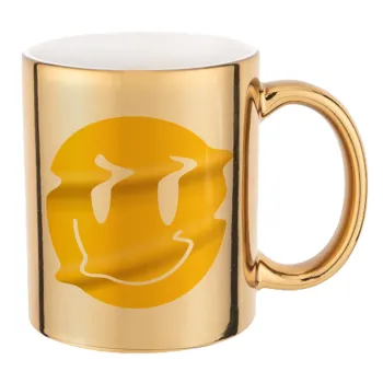 Smile avatar distrorted, Κούπα κεραμική, χρυσή καθρέπτης, 330ml