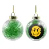 Transparent Christmas tree ball ornament with green filling 8cm