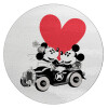 Mickey & Minnie love car, Επιφάνεια κοπής γυάλινη στρογγυλή (30cm)