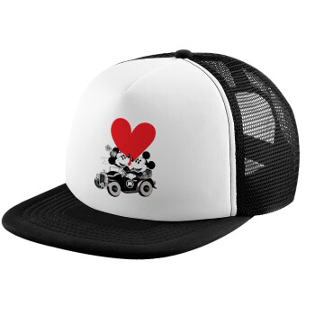 Mickey & Minnie love car, Καπέλο Soft Trucker με Δίχτυ Black/White 