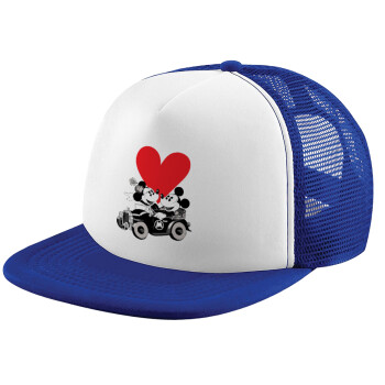 Mickey & Minnie love car, Καπέλο Soft Trucker με Δίχτυ Blue/White 