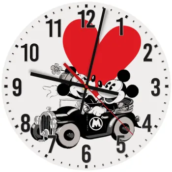 Mickey & Minnie love car, Ρολόι τοίχου ξύλινο (30cm)