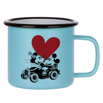 Mickey & Minnie love car, Κούπα Μεταλλική εμαγιέ ΜΑΤ σιέλ 360ml