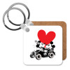Mickey & Minnie love car, Μπρελόκ Ξύλινο τετράγωνο MDF
