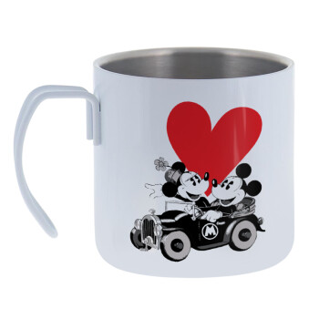 Mickey & Minnie love car, Mug Stainless steel double wall 400ml