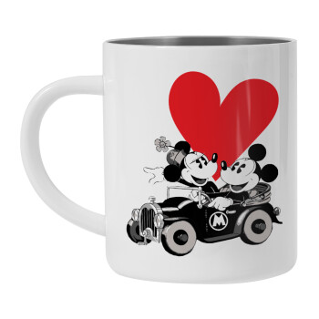 Mickey & Minnie love car, Mug Stainless steel double wall 300ml