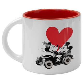 Mickey & Minnie love car, Κούπα κεραμική 400ml Λευκή/Κόκκινη
