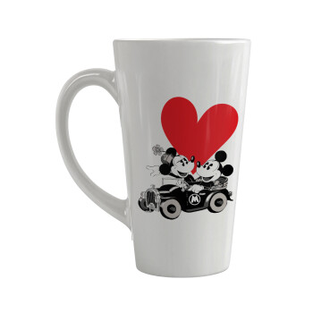 Mickey & Minnie love car, Κούπα κωνική Latte Μεγάλη, κεραμική, 450ml