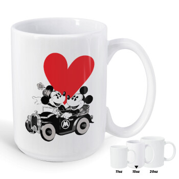 Mickey & Minnie love car, Κούπα Mega, κεραμική, 450ml