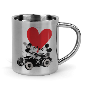 Mickey & Minnie love car, Mug Stainless steel double wall 300ml