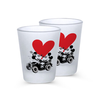 Mickey & Minnie love car, Σφηνοπότηρα γυάλινα 45ml του πάγου (2 τεμάχια)