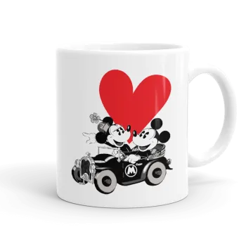 Mickey & Minnie love car, Ceramic coffee mug, 330ml