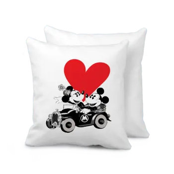 Mickey & Minnie love car, Sofa cushion 40x40cm includes filling