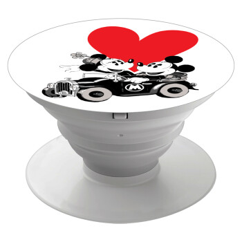 Mickey & Minnie love car, Phone Holders Stand  White Hand-held Mobile Phone Holder