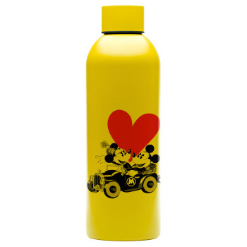 Mickey & Minnie love car, Μεταλλικό παγούρι νερού, 304 Stainless Steel 800ml