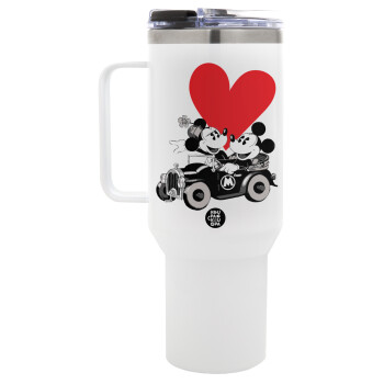 Mickey & Minnie love car, Mega Stainless steel Tumbler with lid, double wall 1,2L