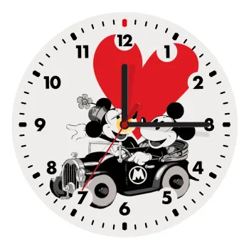 Mickey & Minnie love car, Ρολόι τοίχου ξύλινο (20cm)