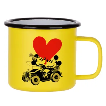 Mickey & Minnie love car, Metallic enamel MATT Yellow cup 360ml