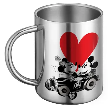 Mickey & Minnie love car, Ανοξείδωτη Μεταλλική Κούπα 450ml - Διπλού Τοιχώματος