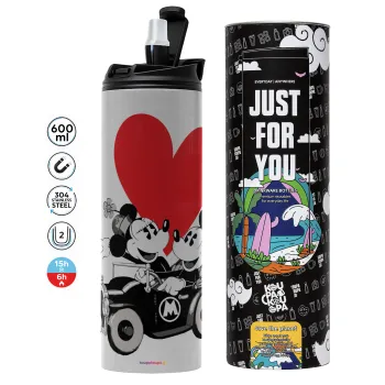 Mickey & Minnie love car, Tumbler stainless steel GREY 600ml