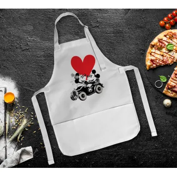 Mickey & Minnie love car, Ποδιά Σεφ Ολόσωμη Παιδική (με ρυθμιστικά και 2 τσέπες)