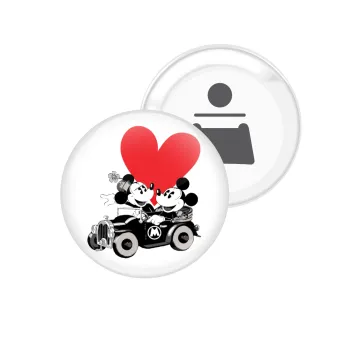 Mickey & Minnie love car, Μαγνητάκι και ανοιχτήρι μπύρας στρογγυλό διάστασης 5,9cm