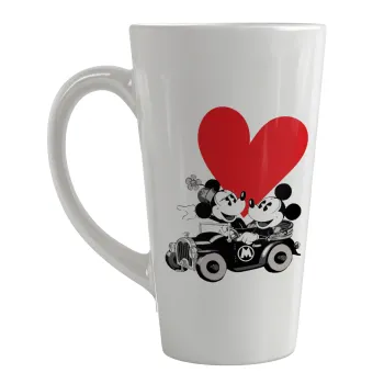 Mickey & Minnie love car, Κούπα κωνική Latte Μεγάλη, κεραμική, 450ml