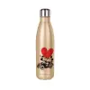 Glitter gold stainless steel thermos bottle, double-walled, 500ml