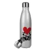 Metallic Glitter Silver Thermos Flask (Stainless steel), double-walled, 500ml
