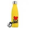 Yellow Stainless Steel Metallic Thermos, double-walled, 500ml