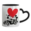 Mug heart black handle, ceramic, 330ml
