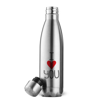 I Love You small dots, Inox (Stainless steel) double-walled metal mug, 500ml