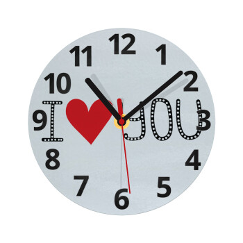 I Love You small dots, Ρολόι τοίχου γυάλινο (20cm)