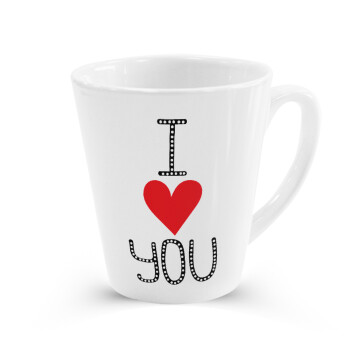 I Love You small dots, Κούπα κωνική Latte Λευκή, κεραμική, 300ml