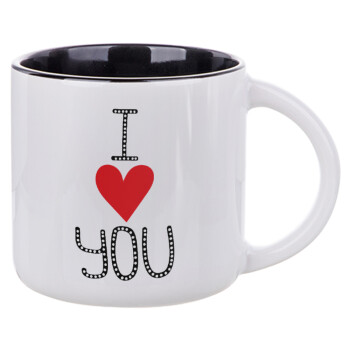 I Love You small dots, Κούπα κεραμική 400ml Λευκή/Μαύρη