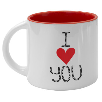 I Love You small dots, Κούπα κεραμική 400ml Λευκή/Κόκκινη
