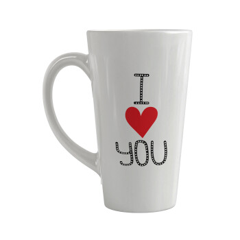 I Love You small dots, Κούπα κωνική Latte Μεγάλη, κεραμική, 450ml
