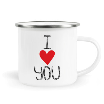 I Love You small dots, Metallic enamel cup white 360ml