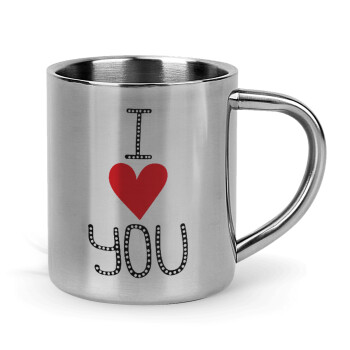 I Love You small dots, Mug Stainless steel double wall 300ml