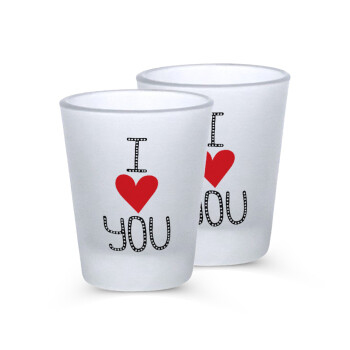 I Love You small dots, Σφηνοπότηρα γυάλινα 45ml του πάγου (2 τεμάχια)