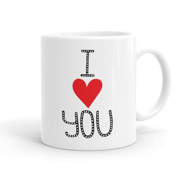 I Love You small dots, Ceramic coffee mug, 330ml