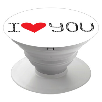 I Love You small dots, Phone Holders Stand  White Hand-held Mobile Phone Holder