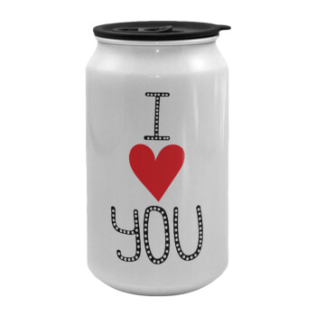 I Love You small dots, Κούπα ταξιδιού μεταλλική με καπάκι (tin-can) 500ml