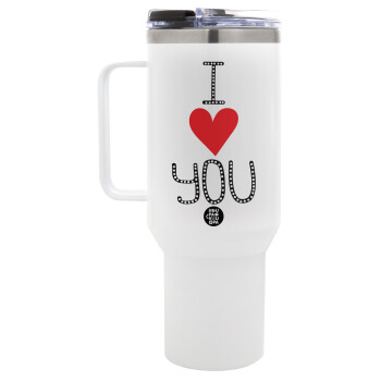 I Love You small dots, Mega Stainless steel Tumbler with lid, double wall 1,2L