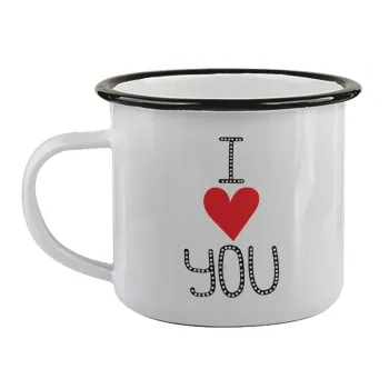 I Love You small dots, Κούπα εμαγιέ με μαύρο χείλος 360ml