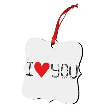 I Love You small dots, Στολίδι Χριστουγεννιάτικο στολίδι polygon ξύλινο 7.5cm